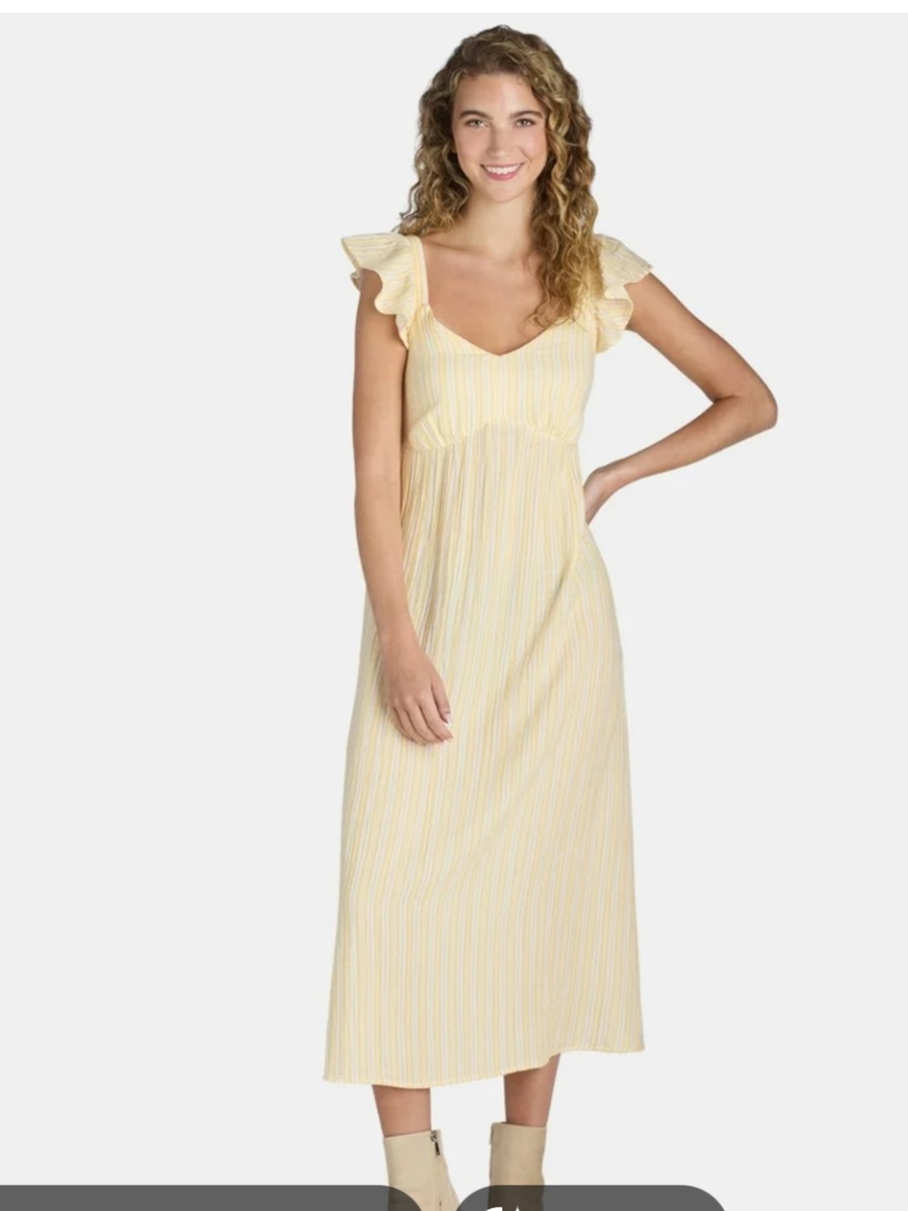 Time and Tru Yellow and White Striped Maxi Dress size large.